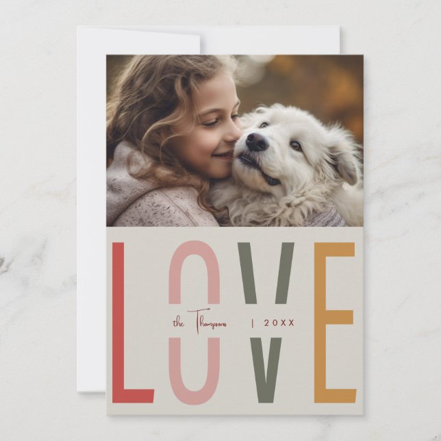 Minimalist Boho Simple Warm Anpassningsbar Family  Julkort (Framsida)