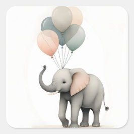 Minimalist Boho Stil Elephant med ballonger Fyrkantigt Klistermärke