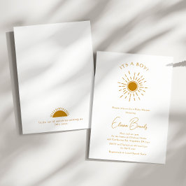 Minimalist Boho Sunshine`Baby Shower Det är en poj Inbjudningar