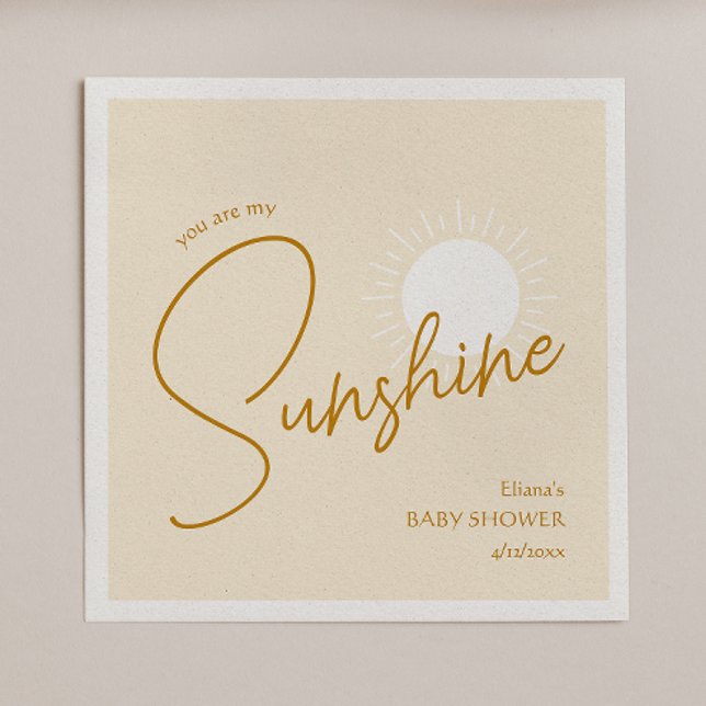 Minimalist Boho Sunshine Baby Shower Napkins Pappersservett (Skapare uppladdad)