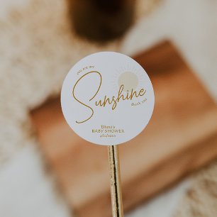 Minimalist Boho Sunshine Baby Shower Tack Runt Klistermärke