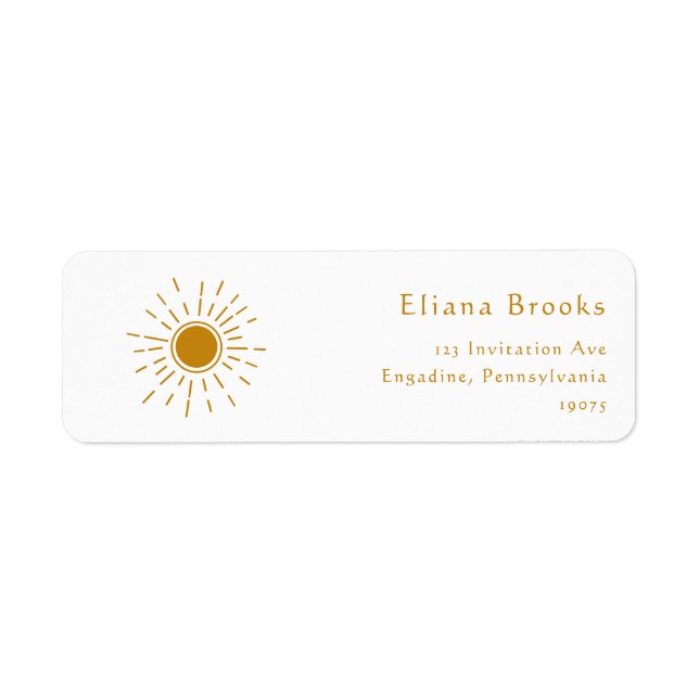 Minimalist Boho Sunshine-Returetiketter Returadress Etikett (Framsidan)
