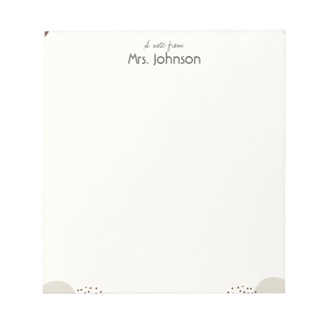 Minimalist Boho Teacher Notepad Anteckningsblock (Framsida)