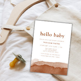 Minimalist Boho Terracotta Desert Boy Shower Inbjudningar