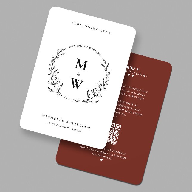 Minimalist Boho Vår Monogram Terracotta Bröllop Inbjudningar (Minimalist Boho Spring Monogram Terracotta Wedding Invitation
)