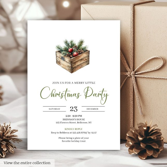 Minimalist Boho Watercolor Rustic Holiday Dinner  Inbjudningar (Minimalist Boho Watercolor Rustic Holiday Dinner Card)