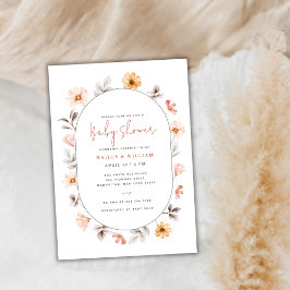 Minimalist Boho Wildblomma Ram Baby Shower Inbjudningar
