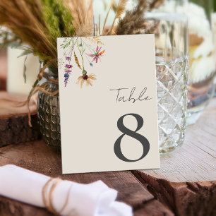 Minimalist Boho WildblommBlommigt Bröllop Bordsnummer