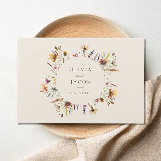 Minimalist Boho WildblommBlommigt Bröllop Gästböcker (Skapare uppladdad)