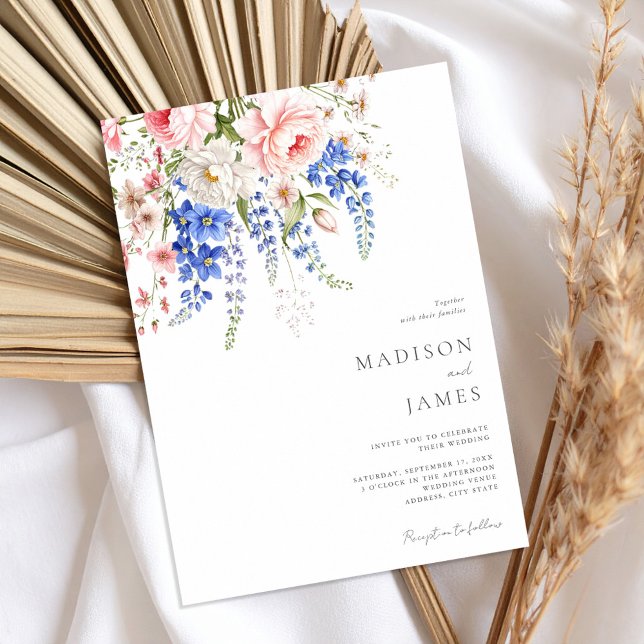 Minimalist Boho WildblommBlommigt Bröllop Inbjudningar (Skapare uppladdad)