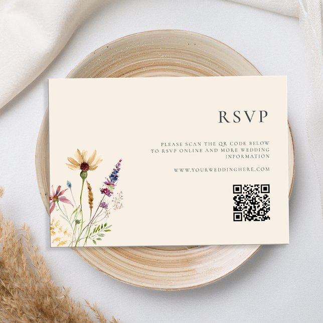 Minimalist Boho WildblommBlommigt Bröllop OSA Kort (Skapare uppladdad)