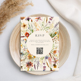 Minimalist Boho WildblommBlommigt Bröllop OSA Kort