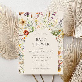Minimalist Boho Wildbloms Blommigt Baby Shower Inbjudningar