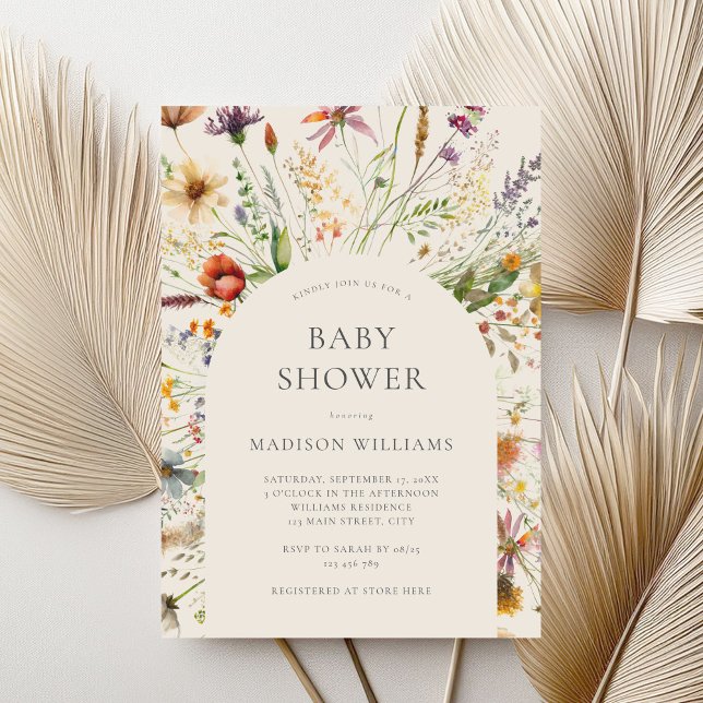 Minimalist Boho Wildbloms Blommigt Baby Shower Inbjudningar (Skapare uppladdad)