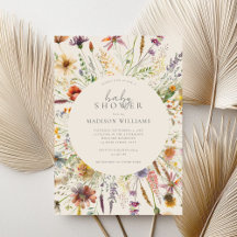 Minimalist Boho Wildbloms Blommigt Baby Shower