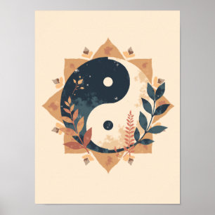 Minimalist Boho Yin-Yang Wall Art Poster