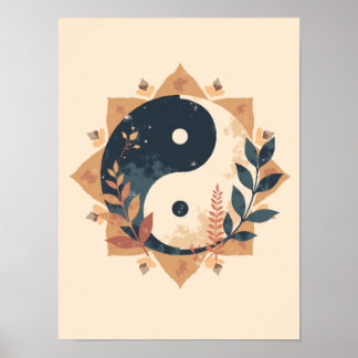 Minimalist Boho Yin-Yang Wall Art Poster