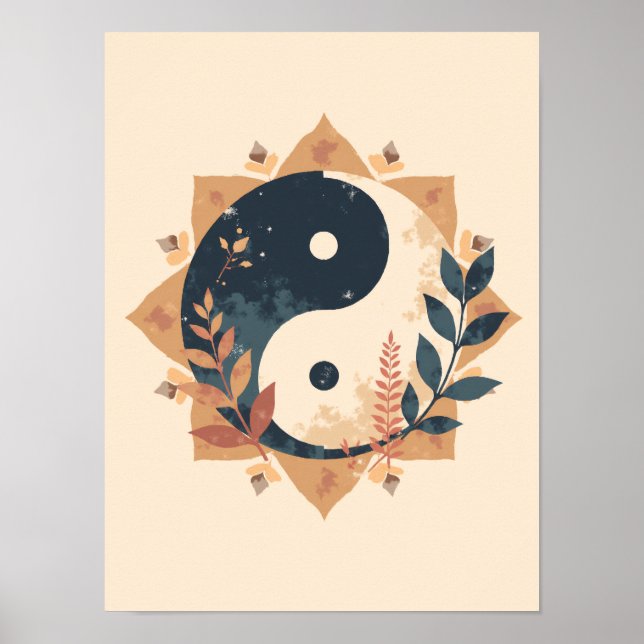 Minimalist Boho Yin-Yang Wall Art Poster (Framsidan)