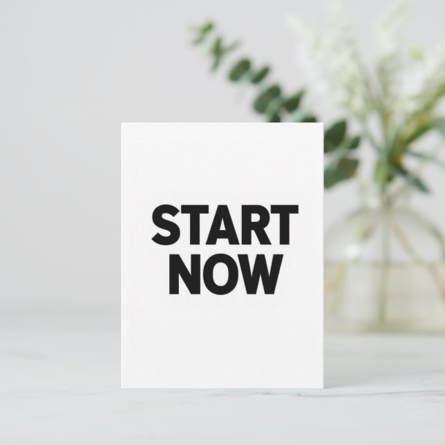 Minimalist bold start now text vykort (Stående Fram)