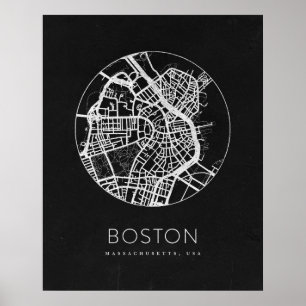 Minimalist Boston City Karta Poster
