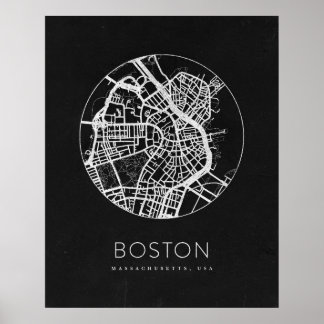 Minimalist Boston City Karta Poster