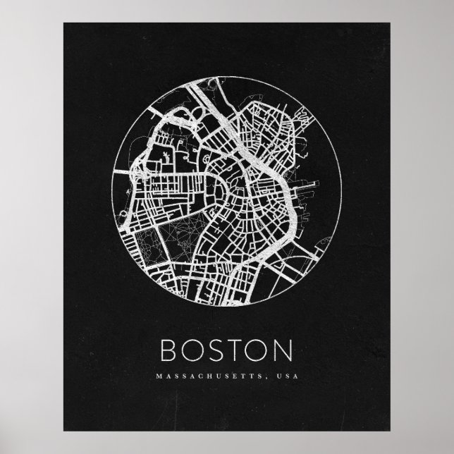 Minimalist Boston City Karta Poster (Framsidan)