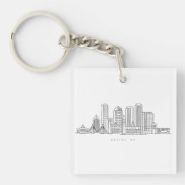 Minimalist Boston City Skyline Illustration