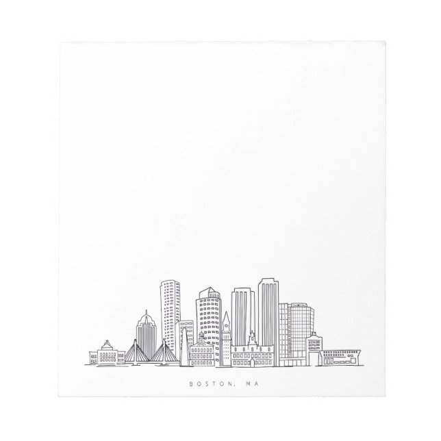 Minimalist Boston City Skyline Illustration Anteckningsblock (Framsida)