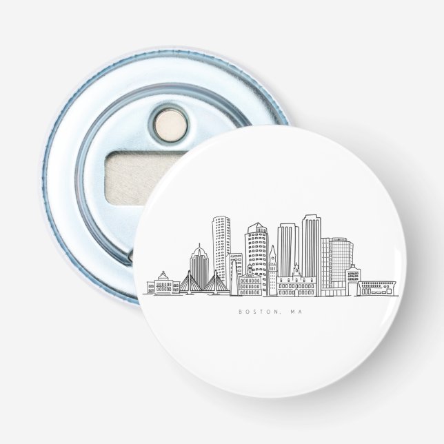 Minimalist Boston City Skyline Illustration Flasköppnare (Framsidan)
