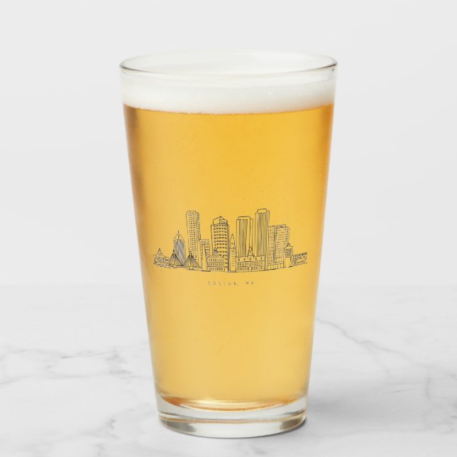 Minimalist Boston City Skyline Illustration Glaskopp (Framsida fylld)