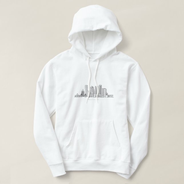Minimalist Boston City Skyline Illustration Hoodie (Design framsida)