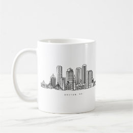 Minimalist Boston City Skyline Illustration Kaffemugg
