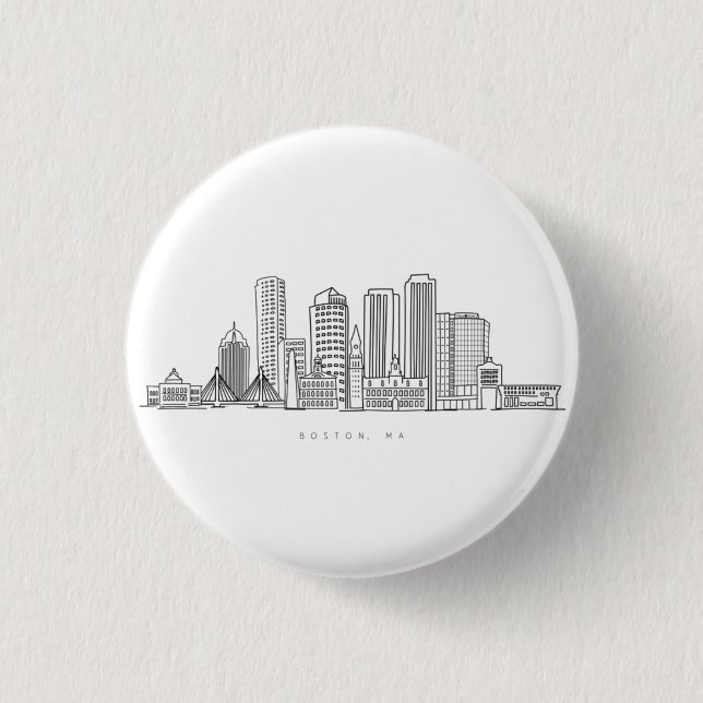Minimalist Boston City Skyline Illustration Knapp (Framsida)
