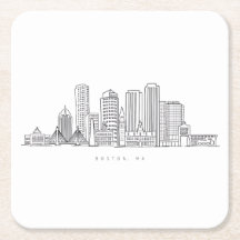 Minimalist Boston City Skyline Illustration