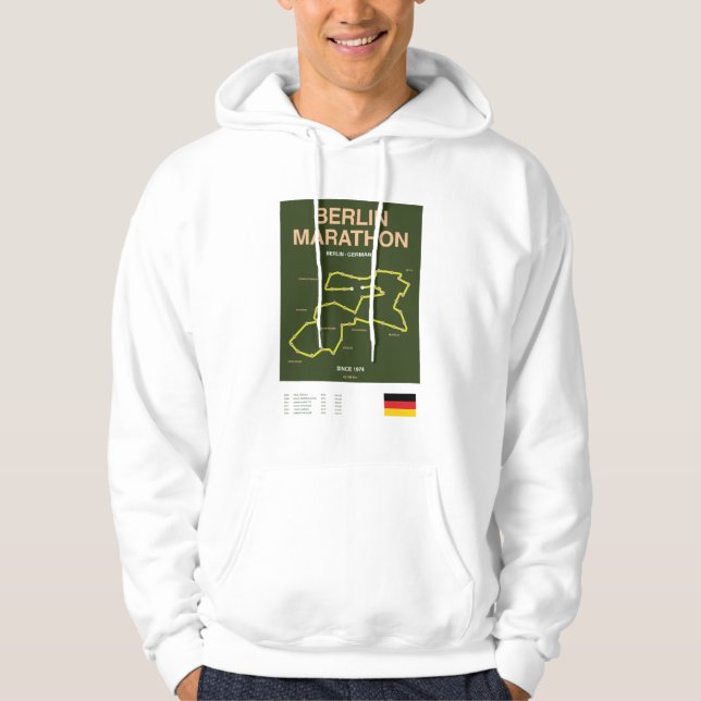 Minimalist Boston Marathon Line Print Hoodie (Framsida)