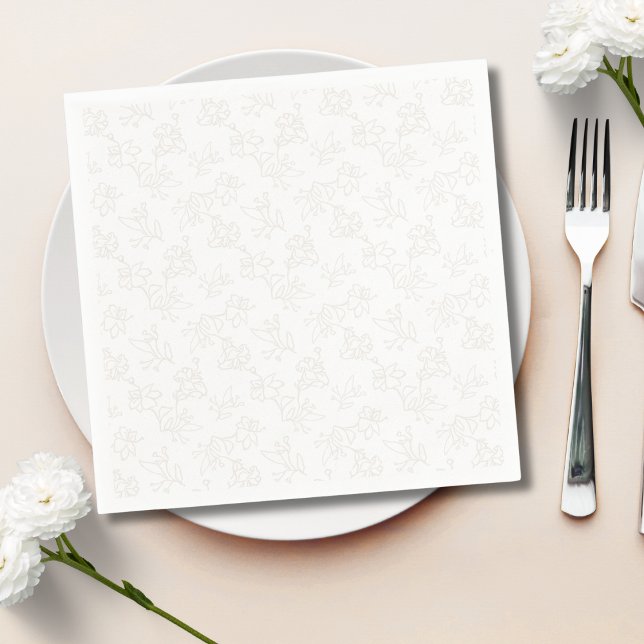 Minimalist Botanical Floral Pattern Beige Gold Pappersservett (Skapare uppladdad)