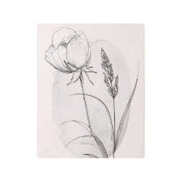 Minimalist Botanical Flower Line Art Metal art