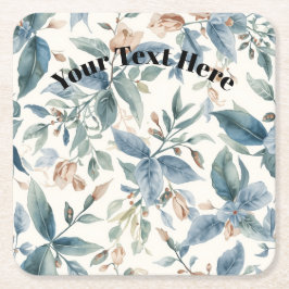 Minimalist Botanical Harmony – Soft Green & Beige  Underlägg Papper Kvadrat