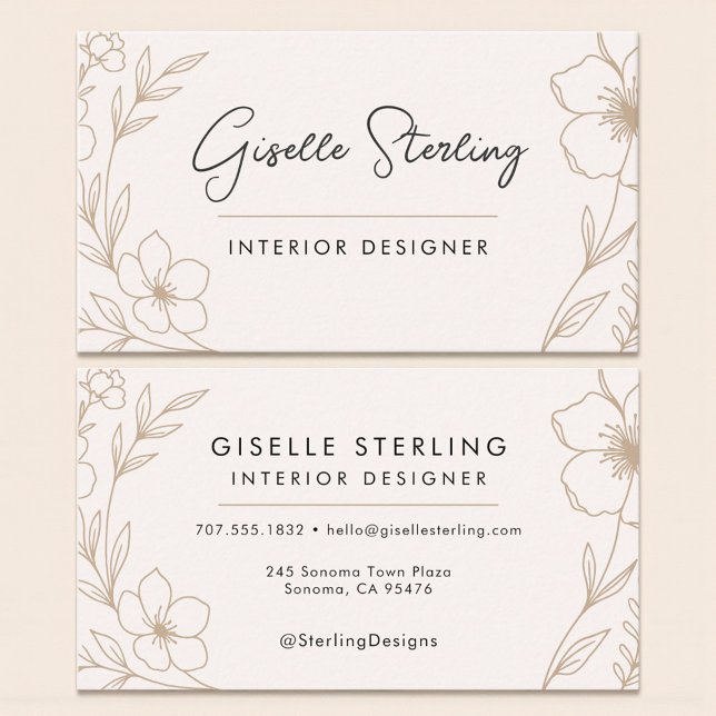 Minimalist Botanical Interior Decorator Visitkort (Skapare uppladdad)
