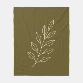 Minimalist Botanical Leaf Plaid Blanket Fleecefilt