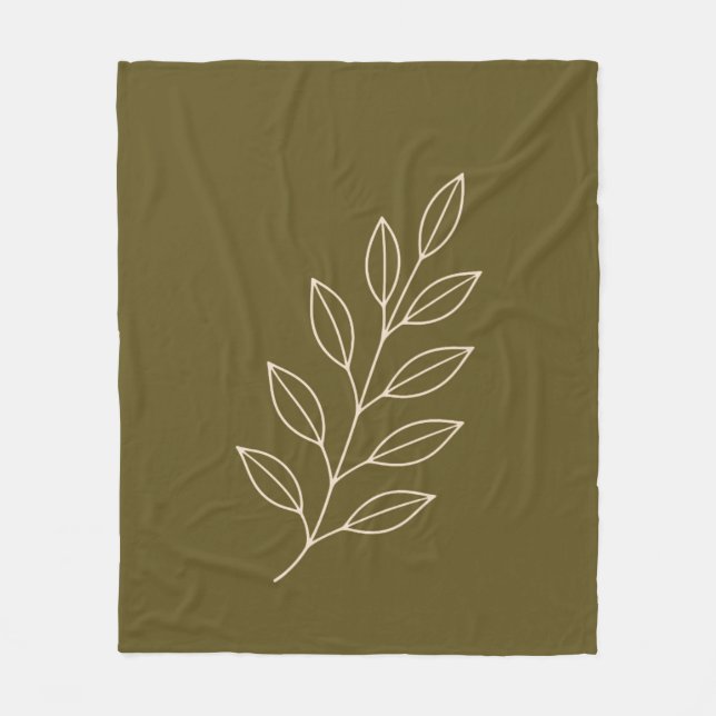 Minimalist Botanical Leaf Plaid Blanket Fleecefilt (Framsidan)