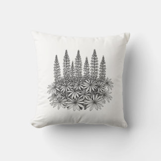 Minimalist Botanical Lupine Throw Pillow Kudde