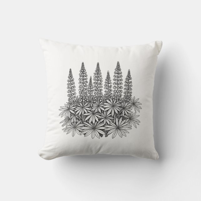 Minimalist Botanical Lupine Throw Pillow Kudde (Framsida)