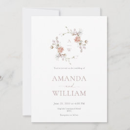 Minimalist Botanical Monogram Invitation Inbjudningar