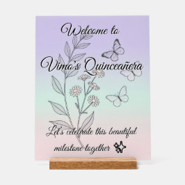 Minimalist Botanical Quinceañera Acrylic Sign