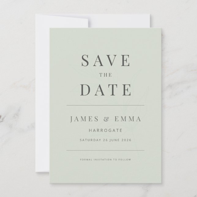 Minimalist Botanical Save the Date Pale Sage (Framsida)