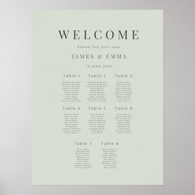 Minimalist Botanical Wedding (8) Pale Sage Poster (Framsidan)