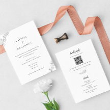 Minimalist Botanical Wedding Elegant QR Code
