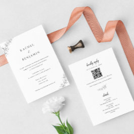 Minimalist Botanical Wedding Elegant QR Code Inbjudningar