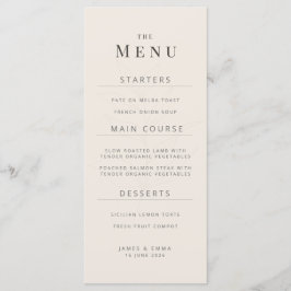 Minimalist Botanical Wedding Menu Soft Beige Meny